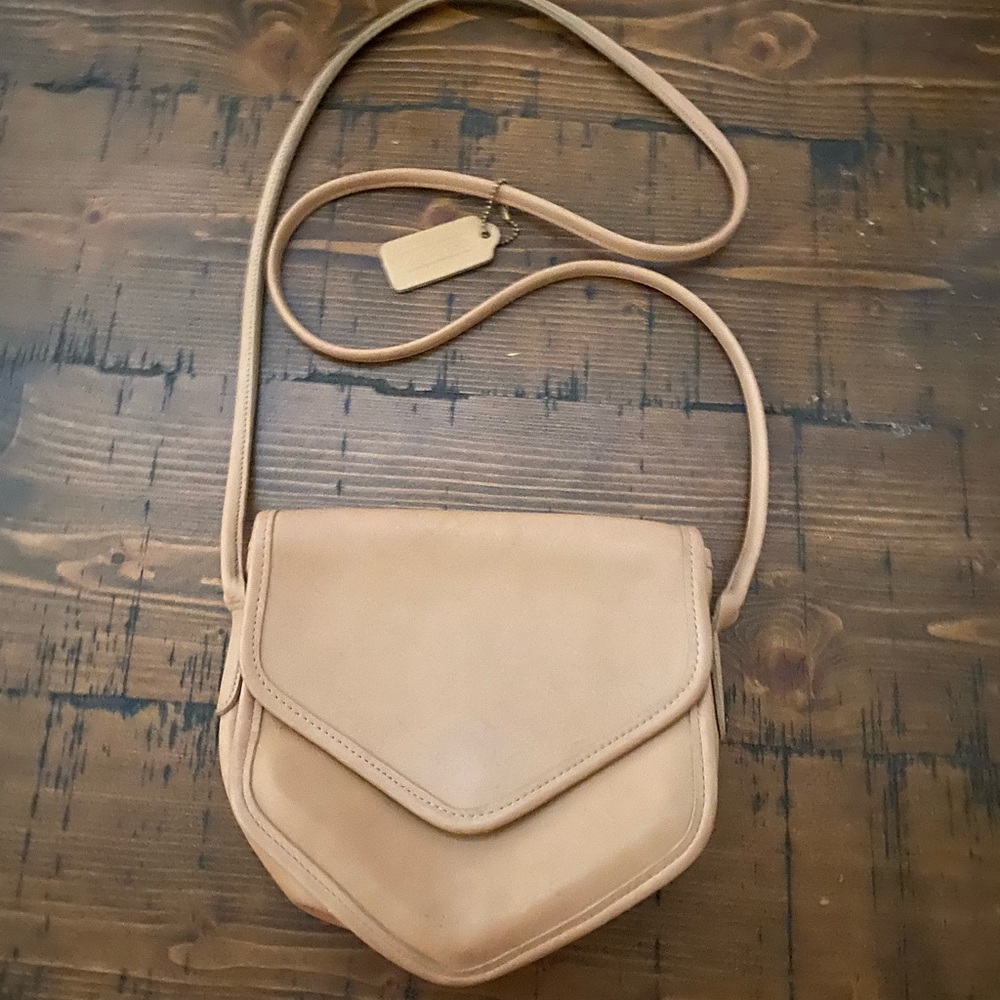 • SOLD•. Vintage Coach Megan Crossbody, Stone/Taupe, HTF, GUC